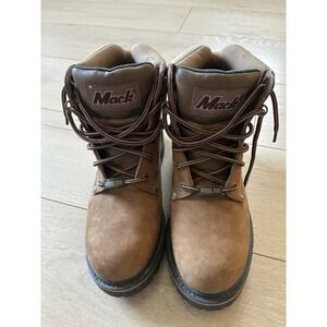 Mack Mens Steel Toe Brown Leather Work Boots ANSI Z41 PT 99 098-04-0111 Size 7.5